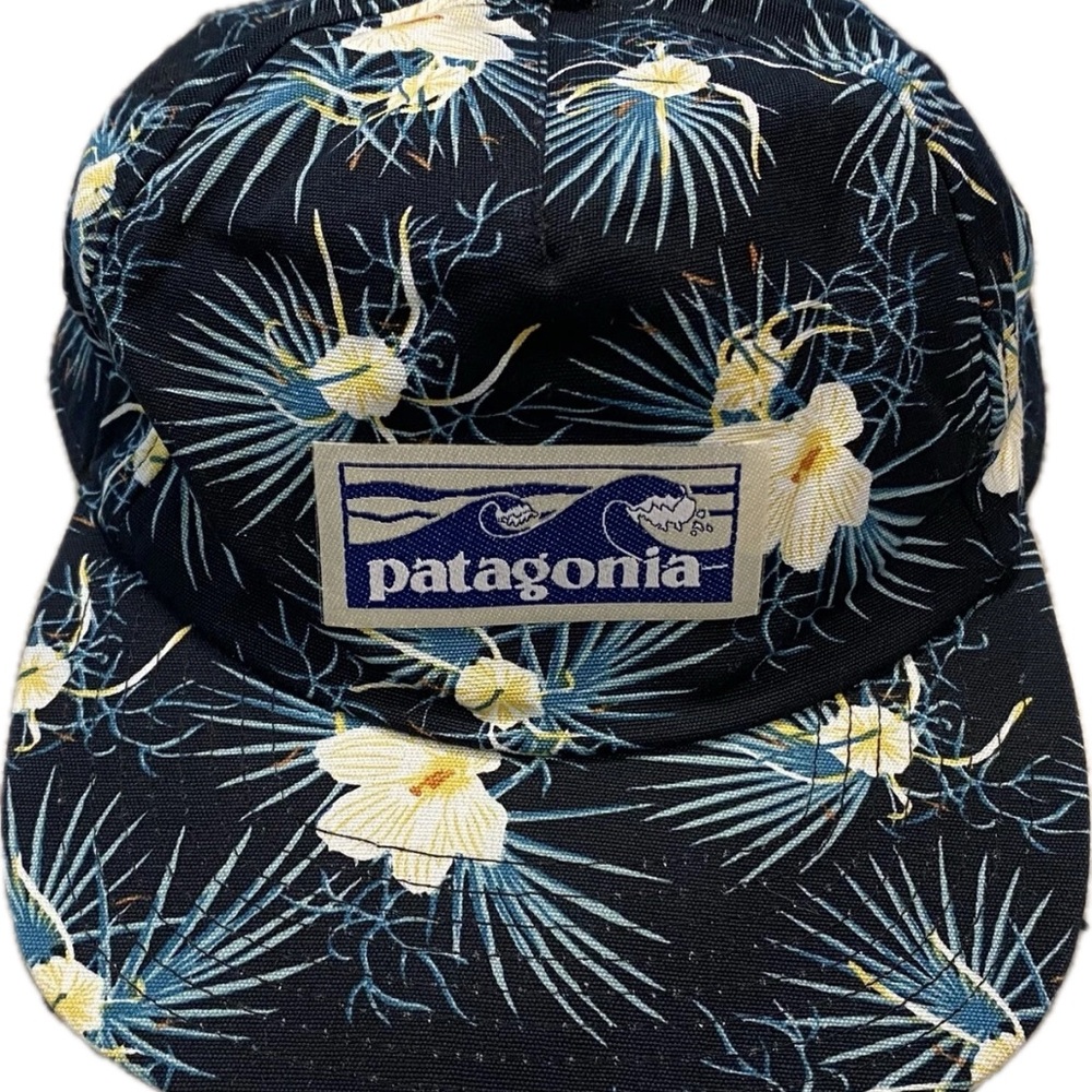 RARE Patagonia Black/Blue Floral Cap Funfarer SnapBack Adjustable Waves